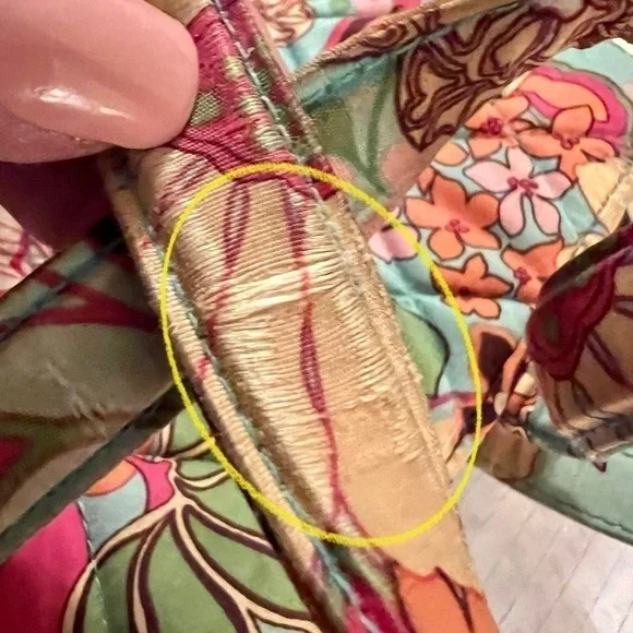 Vera Bradley 100% Silk Collection Tropical Floral Shoulder Bag Purse Aqua Coral - Picture 16 of 16